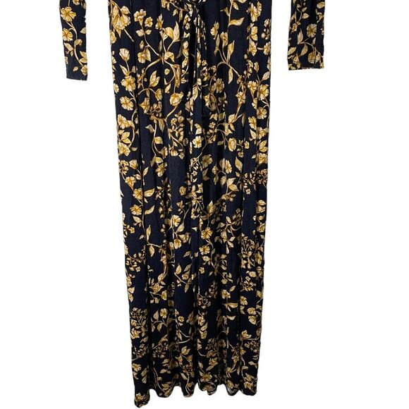 JESSICA SIMPSON MATERNITY Size Large NAVY BLUE & GOLD FLORAL V-NECK MAXI DRESS - Picture 10 of 12